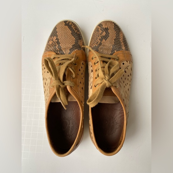 Franco Cuadra Brown casual Women's Python Snakeskin Leather Sneakers US 7-71/2 - Picture 5 of 15